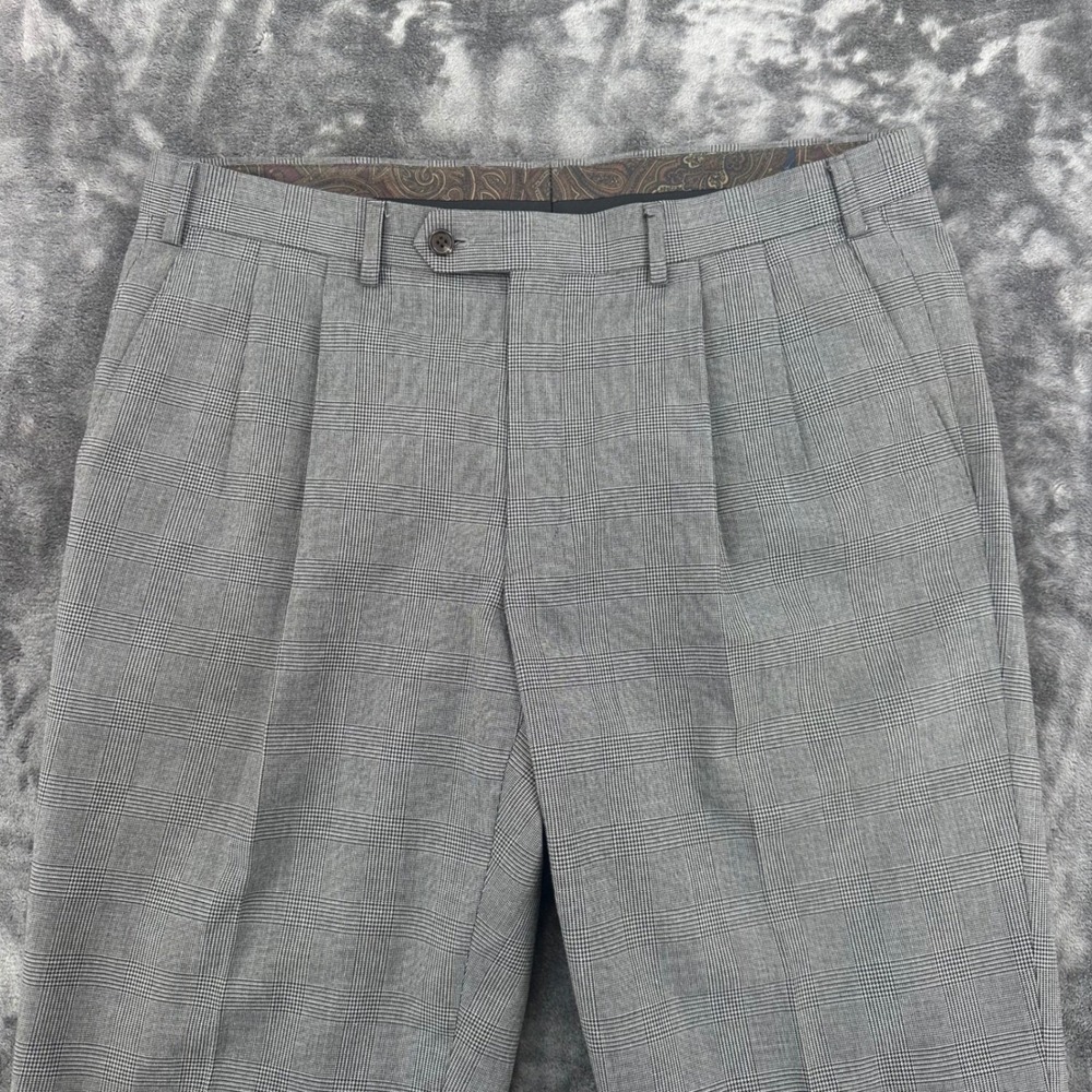 Lauren Ralph Lauren Mens Grey Glen Plaid Pleated Cuffed Dress Pants 36x30 - Picture 4 of 9